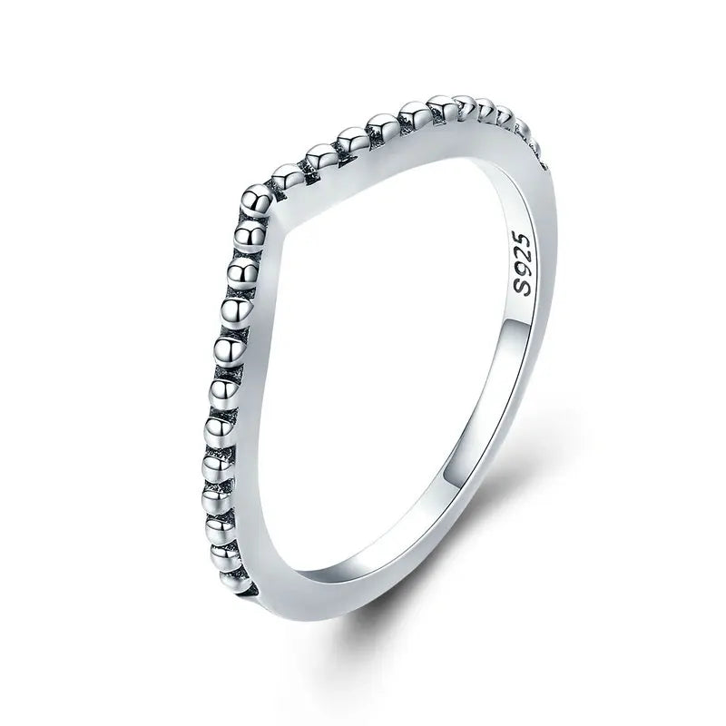 WOSTU Simple Rings 100% 925 Sterling Silver Shimmering Wish Stackable Ring for Women Wedding