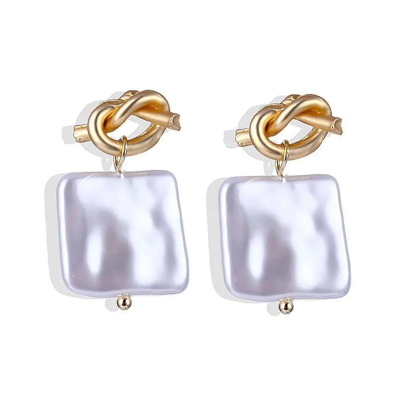 FNIO Big Simulated Pearl Earrings 2019 for Women Lover Geometric Round Heart Drop Dangle Earring Korean Statement Jewelry