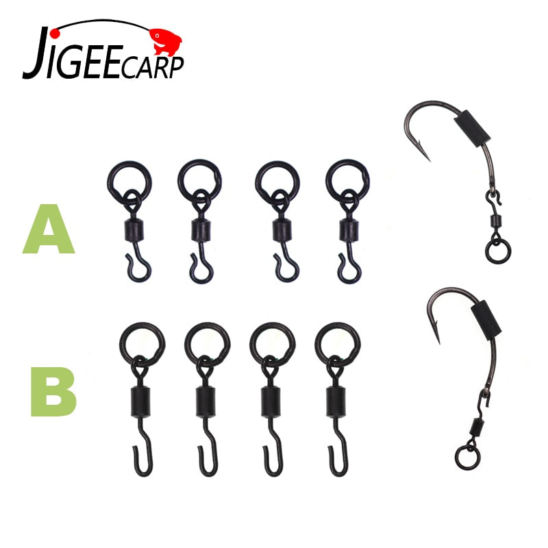 JIGEECARP 10/25pcs Carp Fishing Spinner Swivel for Ronnie Rig Quick Change Swivel Connector Carp Coarse Fishing Terminal Tackle