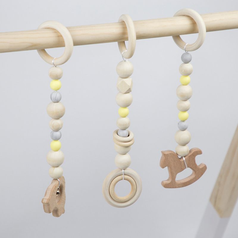 3 Pcs/Set Nordic Baby Gym Frame Game Pendants Sensory Nursery Ring-Pull Toy Wooden Clothes Rack Kids Room Decoration