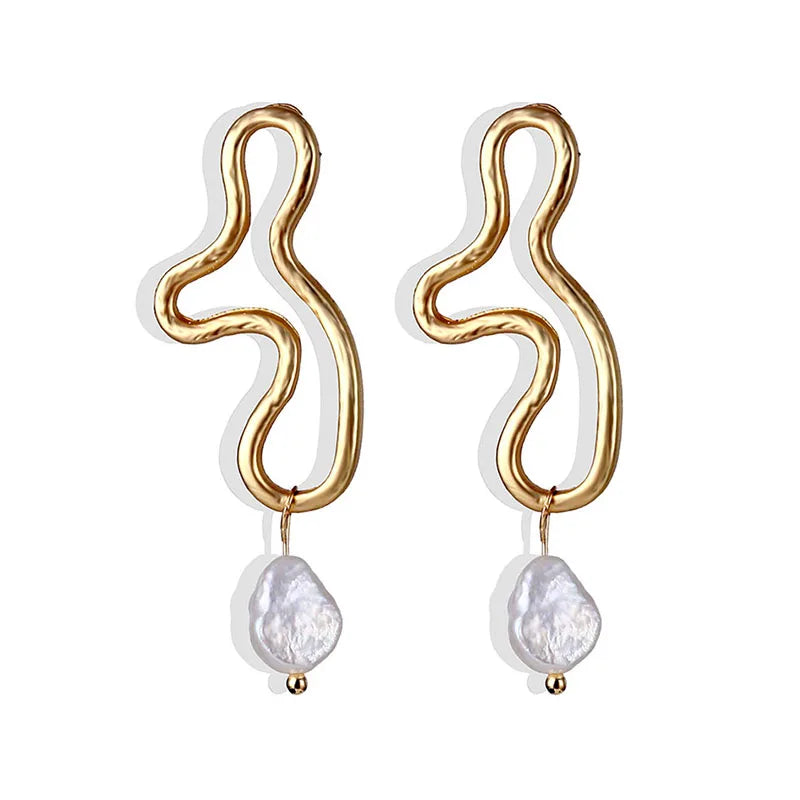 FNIO Big Simulated Pearl Earrings 2019 for Women Lover Geometric Round Heart Drop Dangle Earring Korean Statement Jewelry