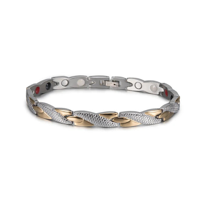 Vinterly Health Energy Bracelet Male Cross Stainless Steel Magnetic Bracelet Men Gold-Color Chain Link Bracelet for Men Jewelry