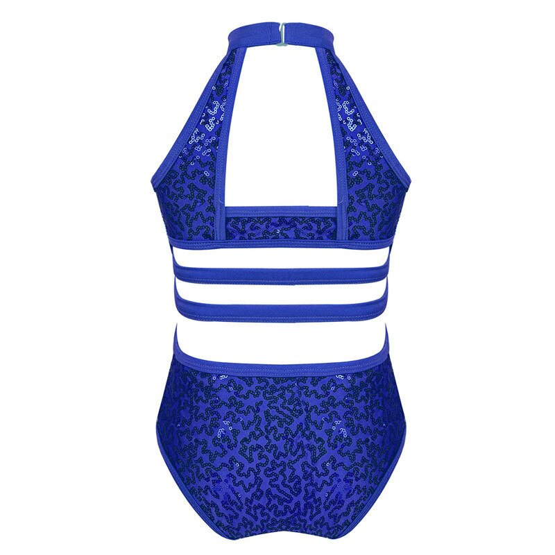 Kids Girls Gymnastics Leotards Child Sparkly Sequins Dancewear Sleeveless