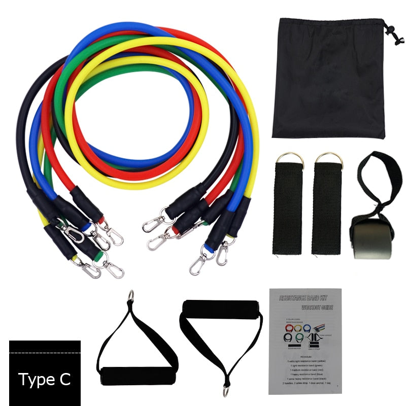 YOUGLE 11pcs/Set Pull Rope Fitness Exercises Resistance Bands Latex Tubes Pedal Excerciser Body Training Workout Yoga