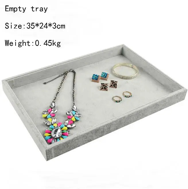 High Level Gray Velvet Ring Bracelet Necklace Watch Pendant Stud Earring Hand Catenary Jewelry Tray Plate Holder Display Packing
