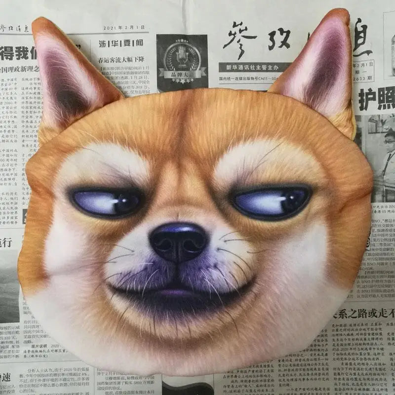 Creative 3D Printed Cat Dog Pets Face Car Headrest Car Neck Support Supplies Neck Safety Cushion Case Without Filling