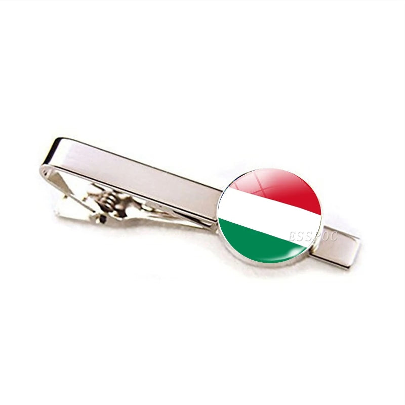 30 Countries National Flag Tie Clips Men Metal Necktie USA Flag Clip Pins Button Wedding Suit Accessories