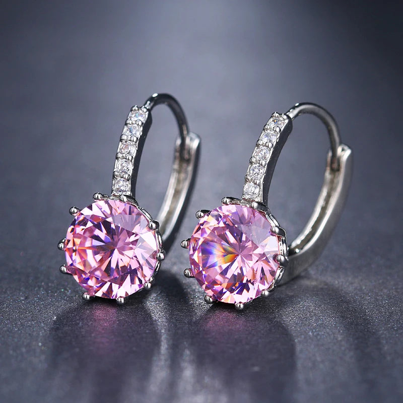 Classic Green AAA Cubic Zirconia Stud Earrings Round Crystal Girl Ear Studs for Women Multicolor Jewelry Brincos AE176