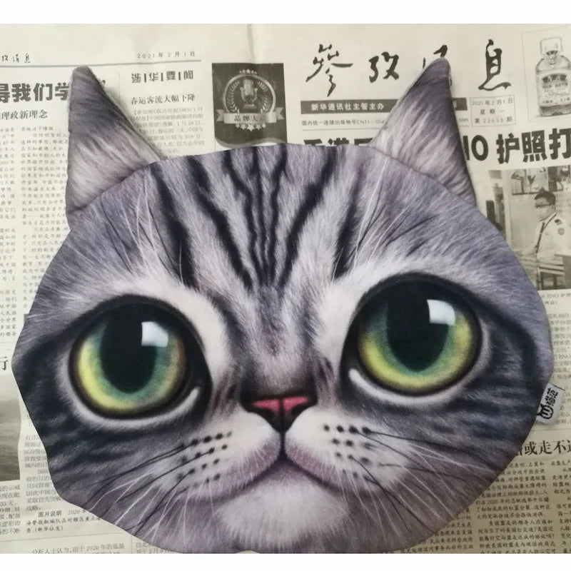 Newest 2024 3D Printed Dog Cat Face Car Headrest Neck Rest Auto Neck Safety Cushion Car Neck Support Headrest Without Filler