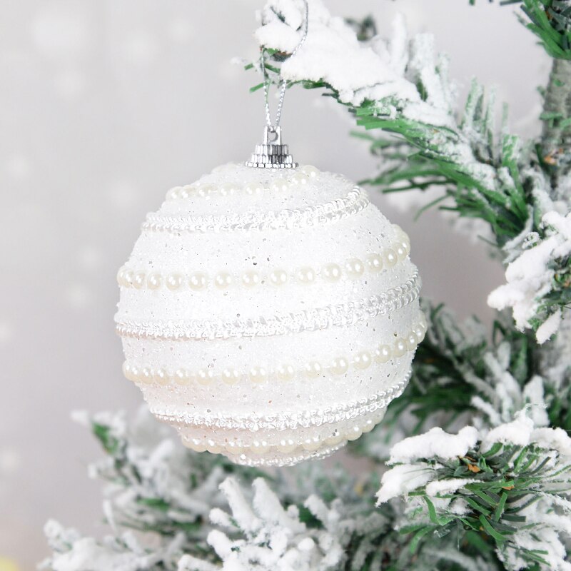8cm Gold Foam Pearl Christmas Balls Ornament Shatterproof Hanging Christmas Tree Ball Xmas Decorations Navidad Noel