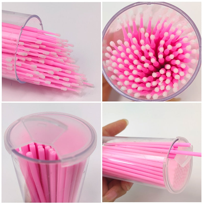 Kekelala 100pcs/Bottle Eyelash Extension Cleaning Swabs Lash Lift Glue Remover Applicators Microblade Makeup Micro Brushes Tool