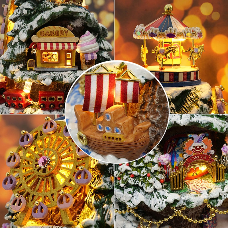 Dollhouse Miniature DIY Doll House With Furnitures Wooden House Toys for Children Birthday With Dust Cover Rotate Music 29