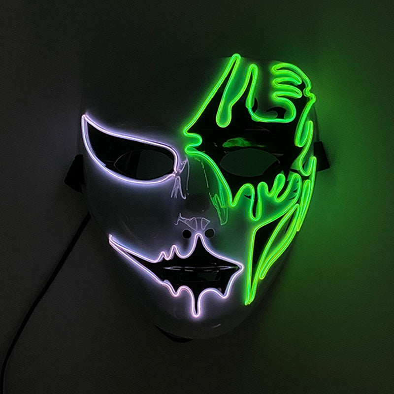 Neon Light LED Mask LED Halloween Scary Mask Cosplay Party Masque Masquerade Masks Halloween Costume Carnival Glow Party Props