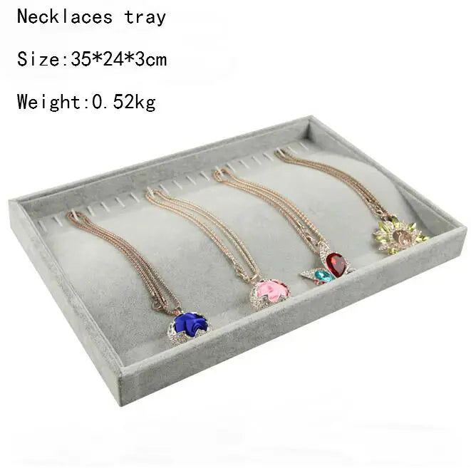 High Level Gray Velvet Ring Bracelet Necklace Watch Pendant Stud Earring Hand Catenary Jewelry Tray Plate Holder Display Packing