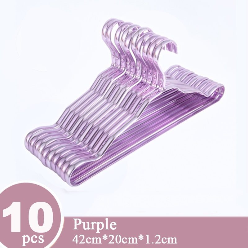 10Pcs Clothing Hangers Metal Clothes Hngers Anti-Slip Aluminium Alloy Drying Rac