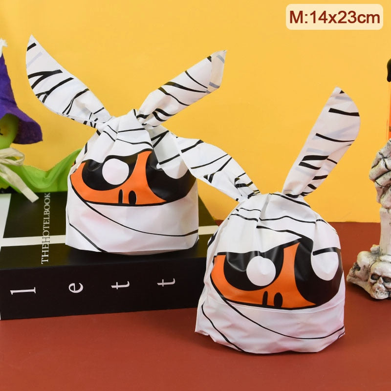 25/50pcs Halloween Candy Bags Pumpkin Bat Snack Biscuit Bag Trick or Treat Kids Favors Halloween Party Decoration Supplies