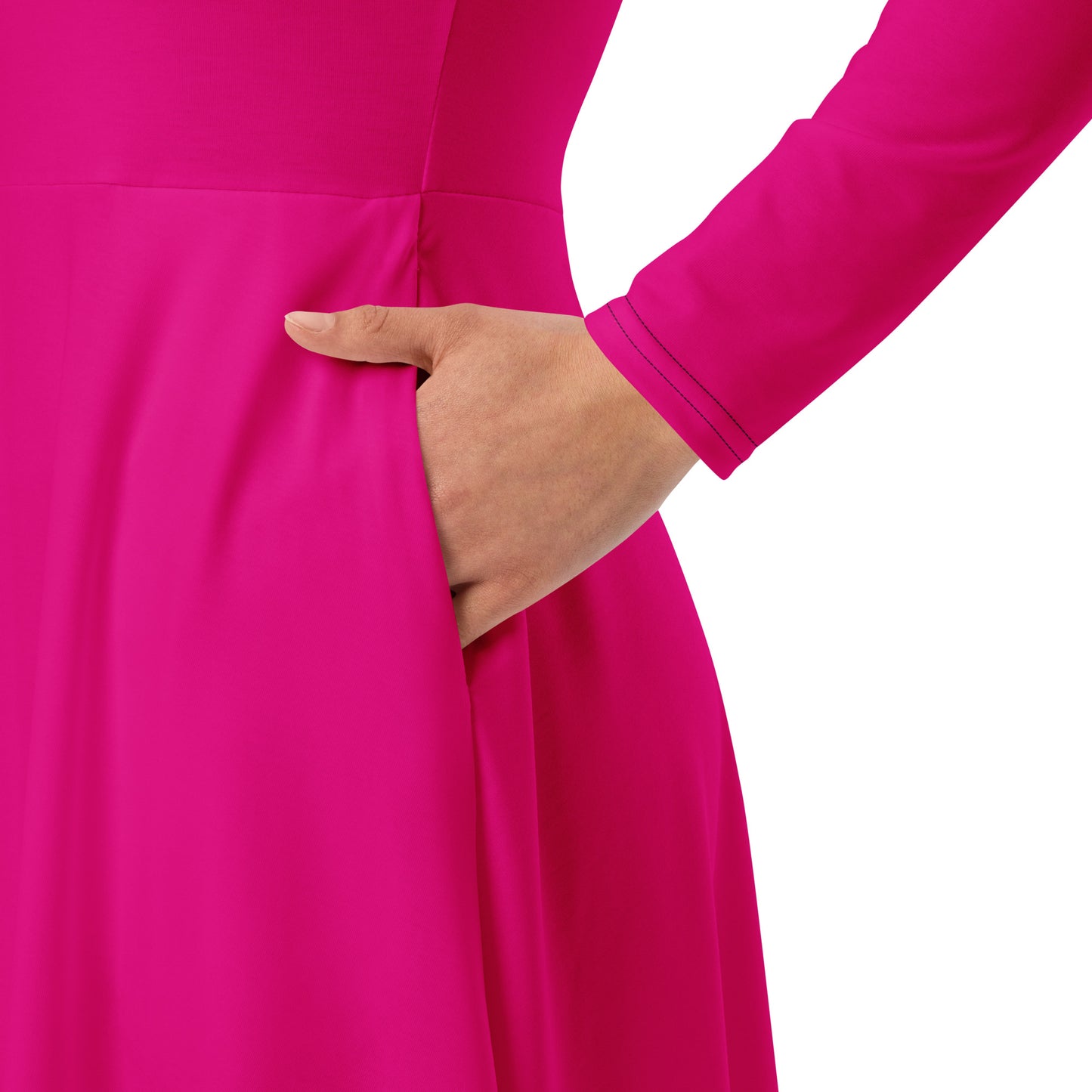 PRETTY IN PINK- All-over print long sleeve midi dress