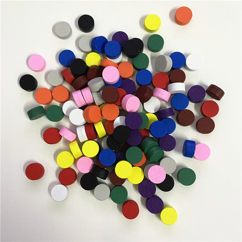 100Pcs Diameter 10*5MM Pawn Wooden Game Pieces Colorful Pawn/Chess for Board Game/Educational Games Accessories