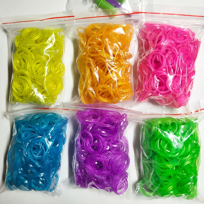 1800pcs Rubber Loom Bands Diy Toys for Kids Lacing Bracelets Girls Hair Rubber Bands Refill Make Woven Bracelet