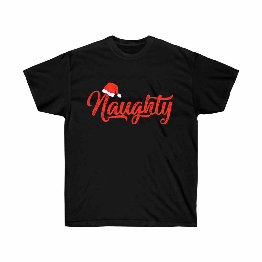 Naughty With Christmas Hat Tshirt