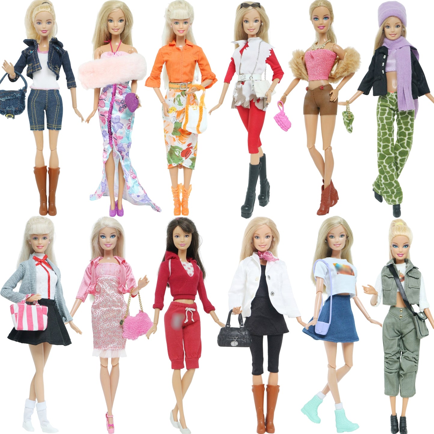 Lot Doll Outfit Playset Coat Dress Shirts Vest Shorts Trouser Blousers Bags Shoes Hat Cool Clothes for Barbie Doll Accessories