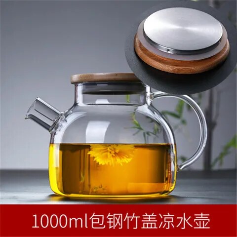 Creative Glass Teapot Large Capacity Cold Water Jug Tea Pot Fruit Juice Green Te