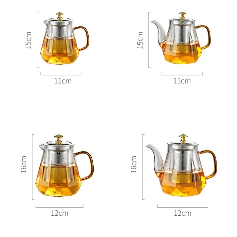 Glass Teapot Heat Resistant Tea Pot With Stainless Steel Tea Infuser Clear Tea K