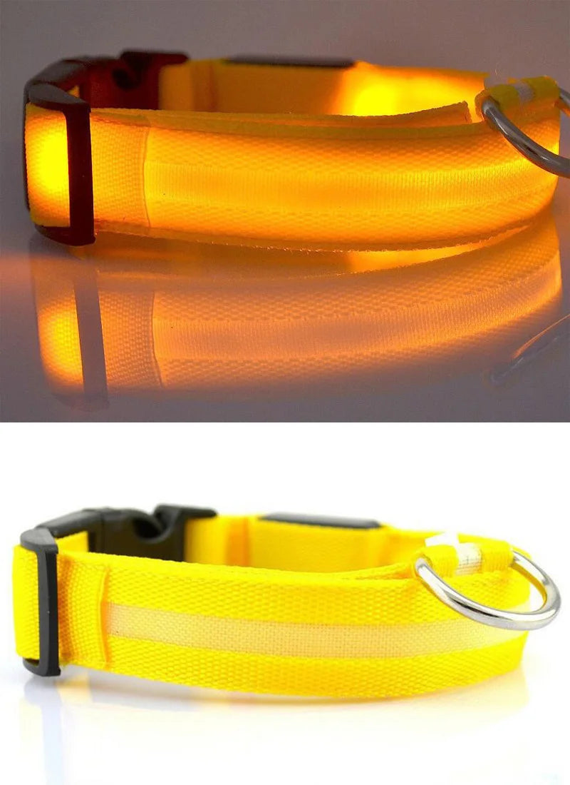 YUDODO Nylon LED Pet Dog Collars for Animals Night Safety Flashing Glow Dog Leash Dogs Luminous Fluorescent Collars Pet Supplies