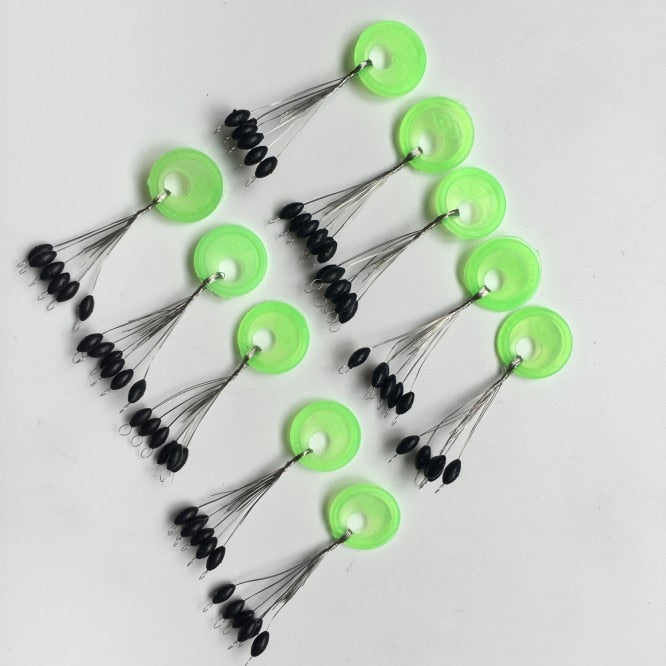 Rompin 10 Set Size SS/S/M/L Black Rubber Oval Stopper Fishing Bobber Float Space Bean Stopper Folat Line Stoppers Bobber Stops