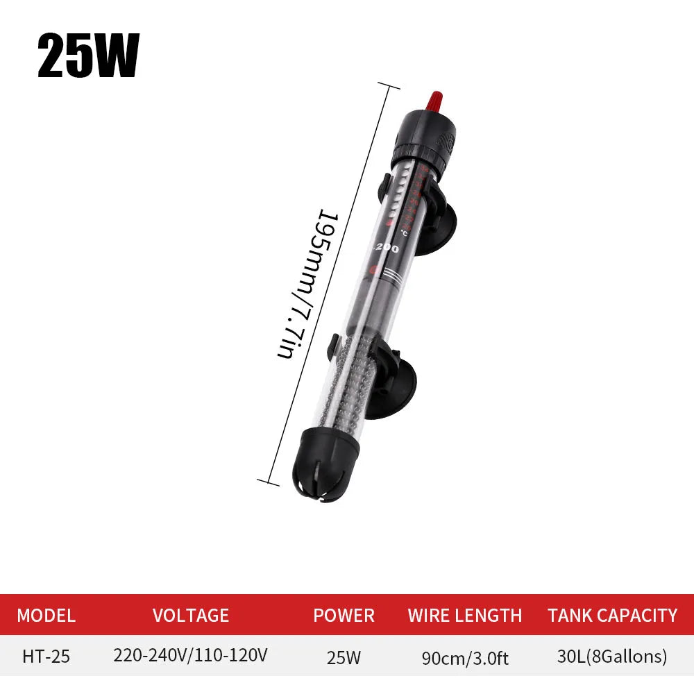 110v-220v Adjustable Temperature Thermostat Heater Rod 25w/ 50w/ 100w/ 200w/ 300W Submersible Aquarium Fish Tank Water Heat