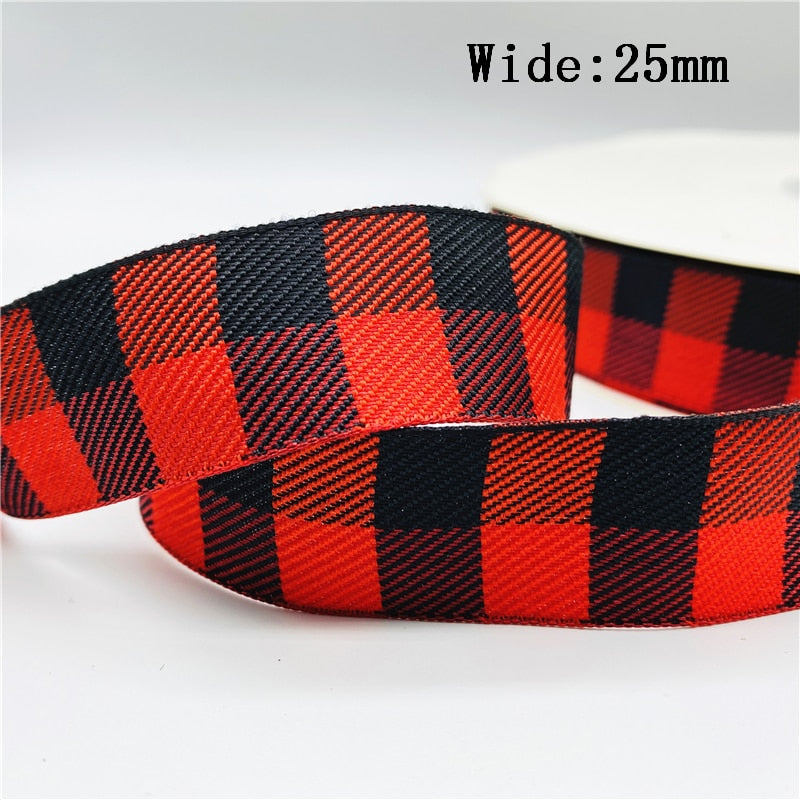 5yards/Lot 25mm Plaid Ribbon Christmas Decor Ribbon for Handmade Design Christmas Decoration DIY