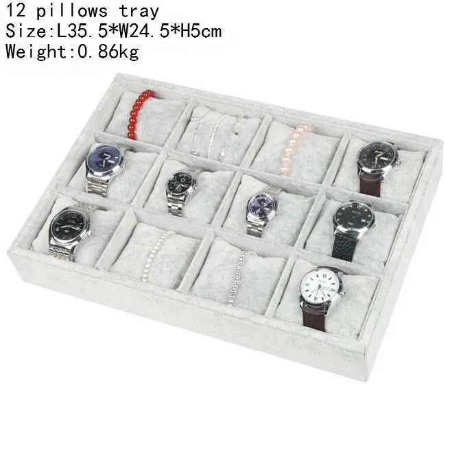 High Level Gray Velvet Ring Bracelet Necklace Watch Pendant Stud Earring Hand Catenary Jewelry Tray Plate Holder Display Packing