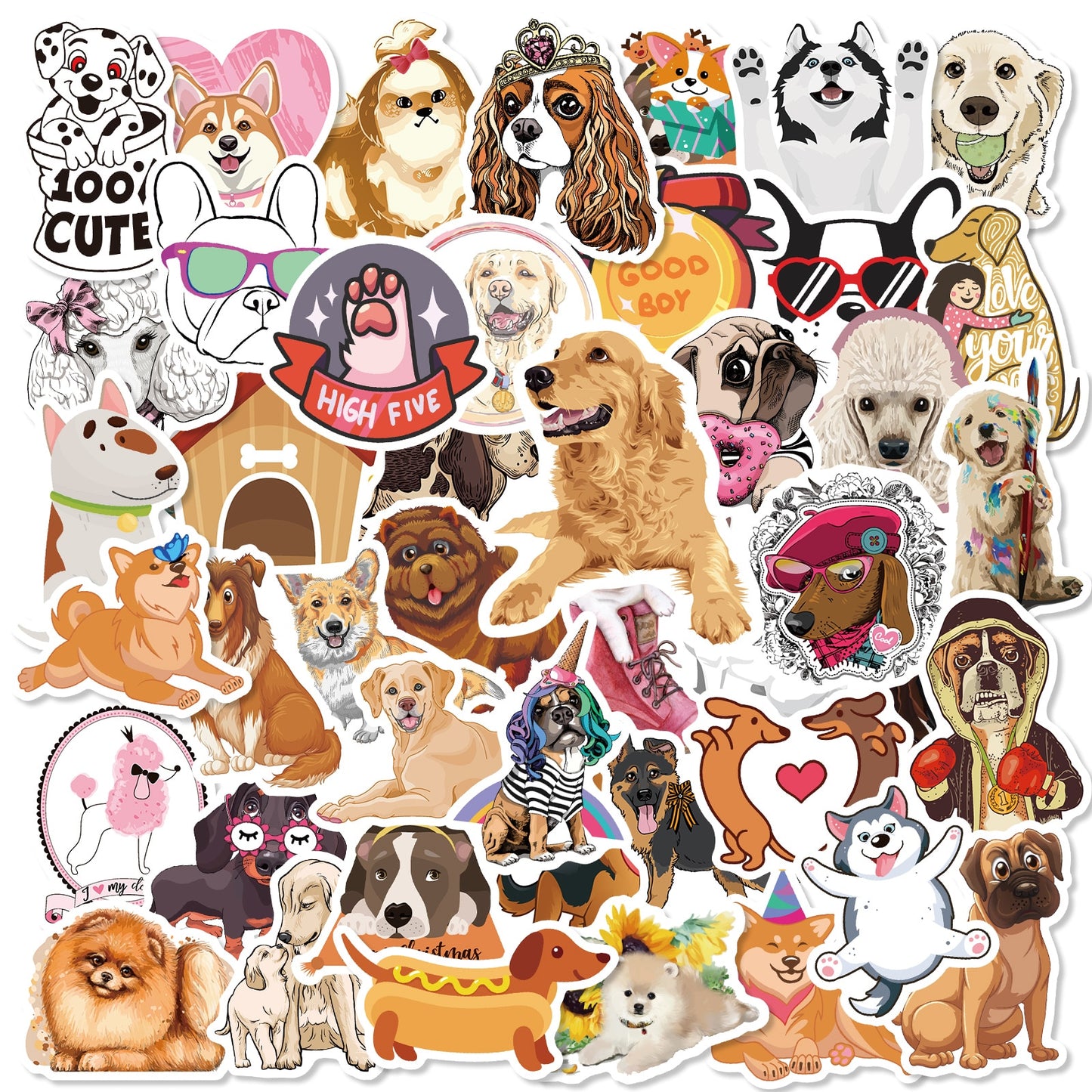YAMIOW Anime Stickers Cartoon Animals Neon Light Butterfly Dogs Style Skateboard Sticker for Laptop Car Luggage Bicycle Guitar