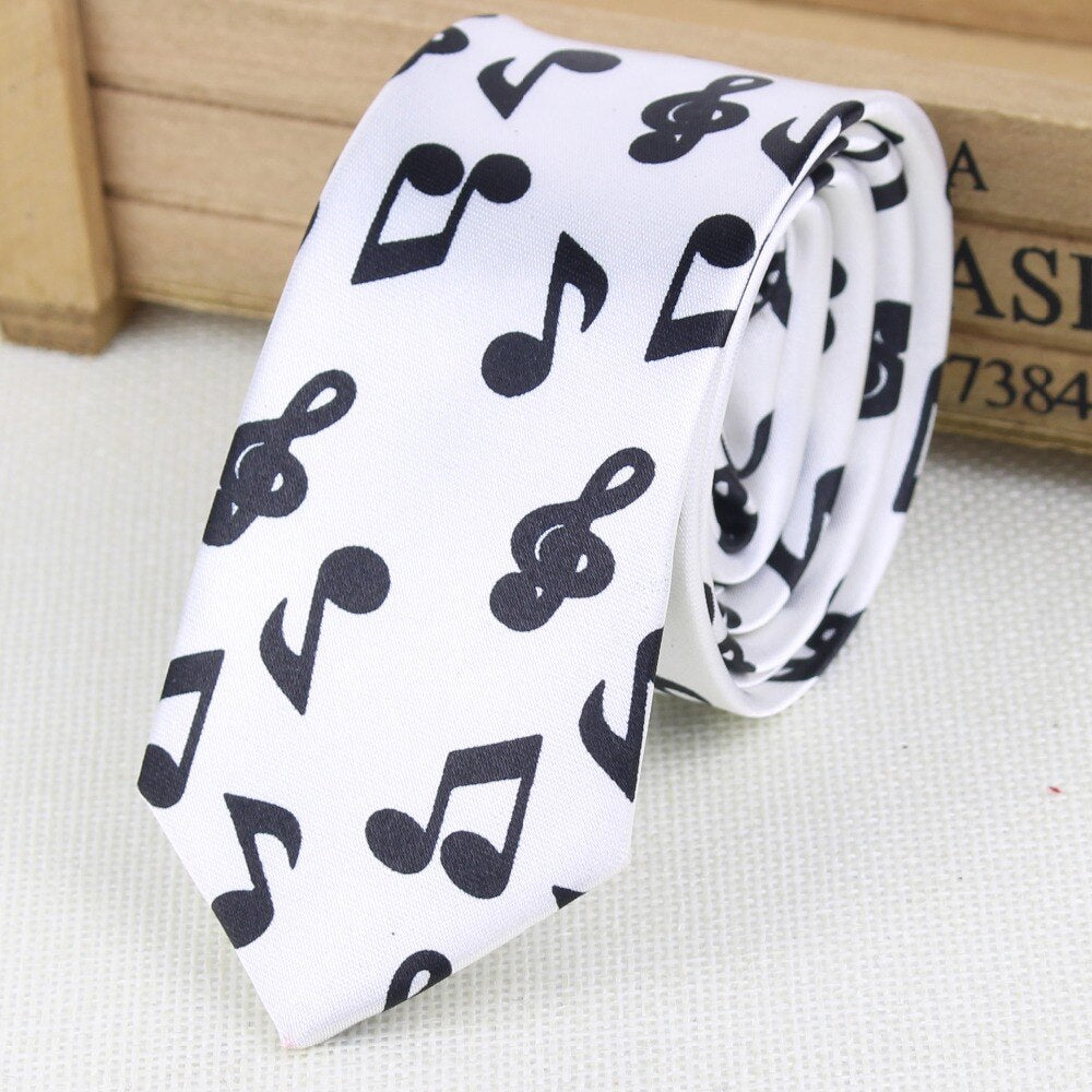 Men's Fashion Neckties Helloween Festival Christmas Tie Soft Designer Character Necktie Music Score Piano Guitar