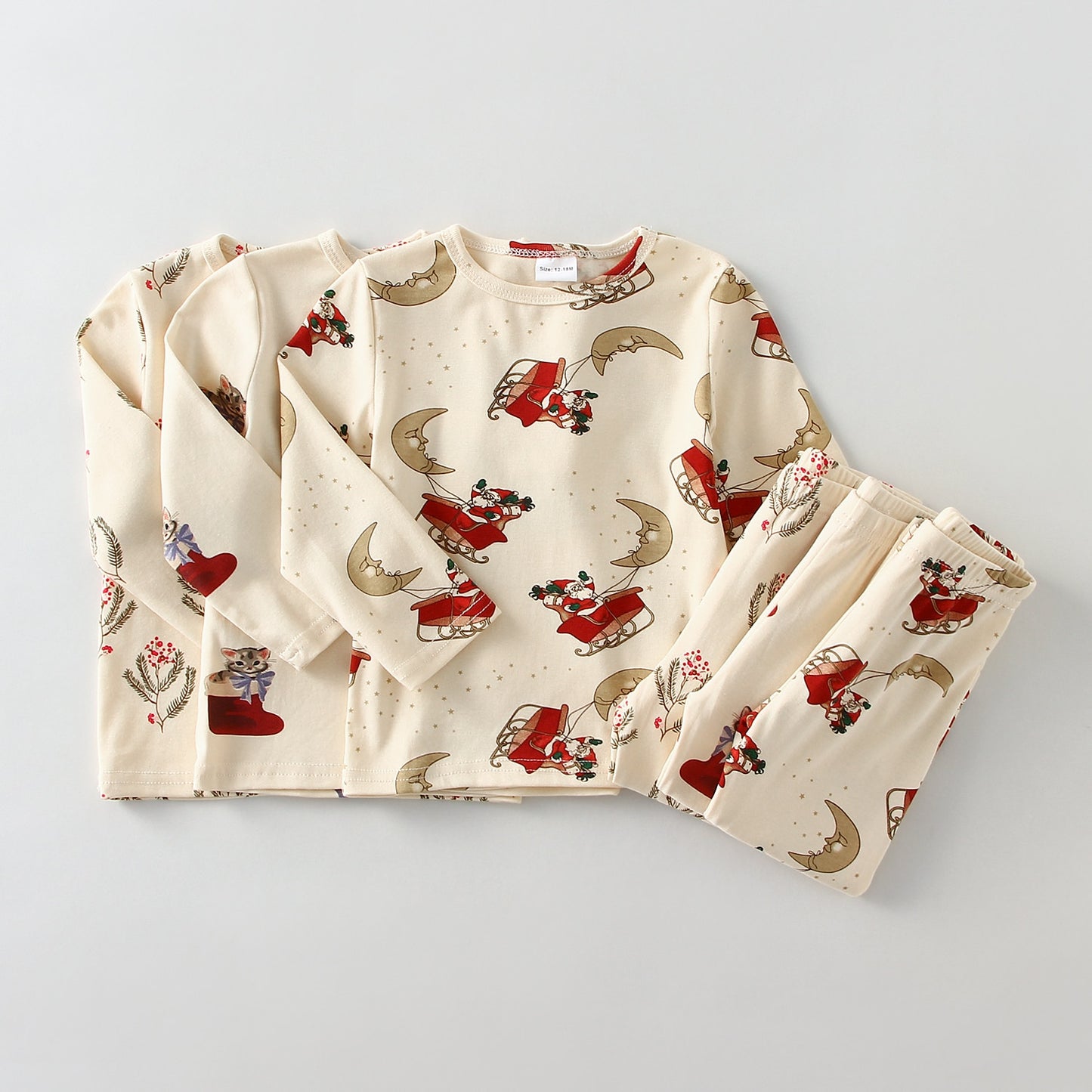 Christmas Kids Pajamas Set for Boys and Girls Cotton Children Autumn Homewear Cl