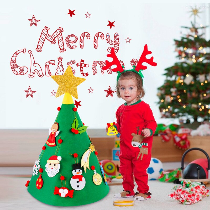 3D DIY Conical Felt Christmas Children Christmas Decor Christmas Ornaments Christmas Decorations for Home New Year Deco Noel