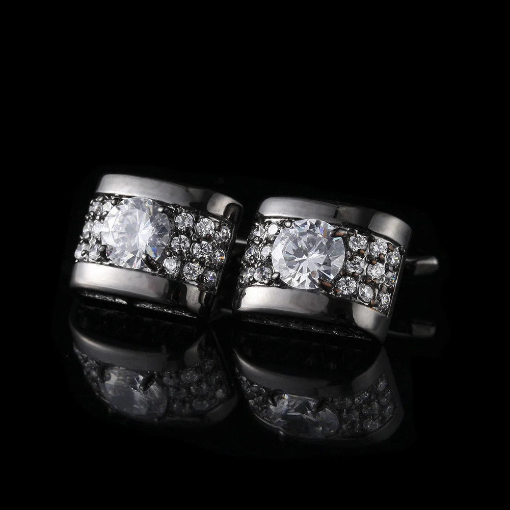 1Pair Rhinestone Mens Cufflinks Shirt Cuff Links Wedding Party