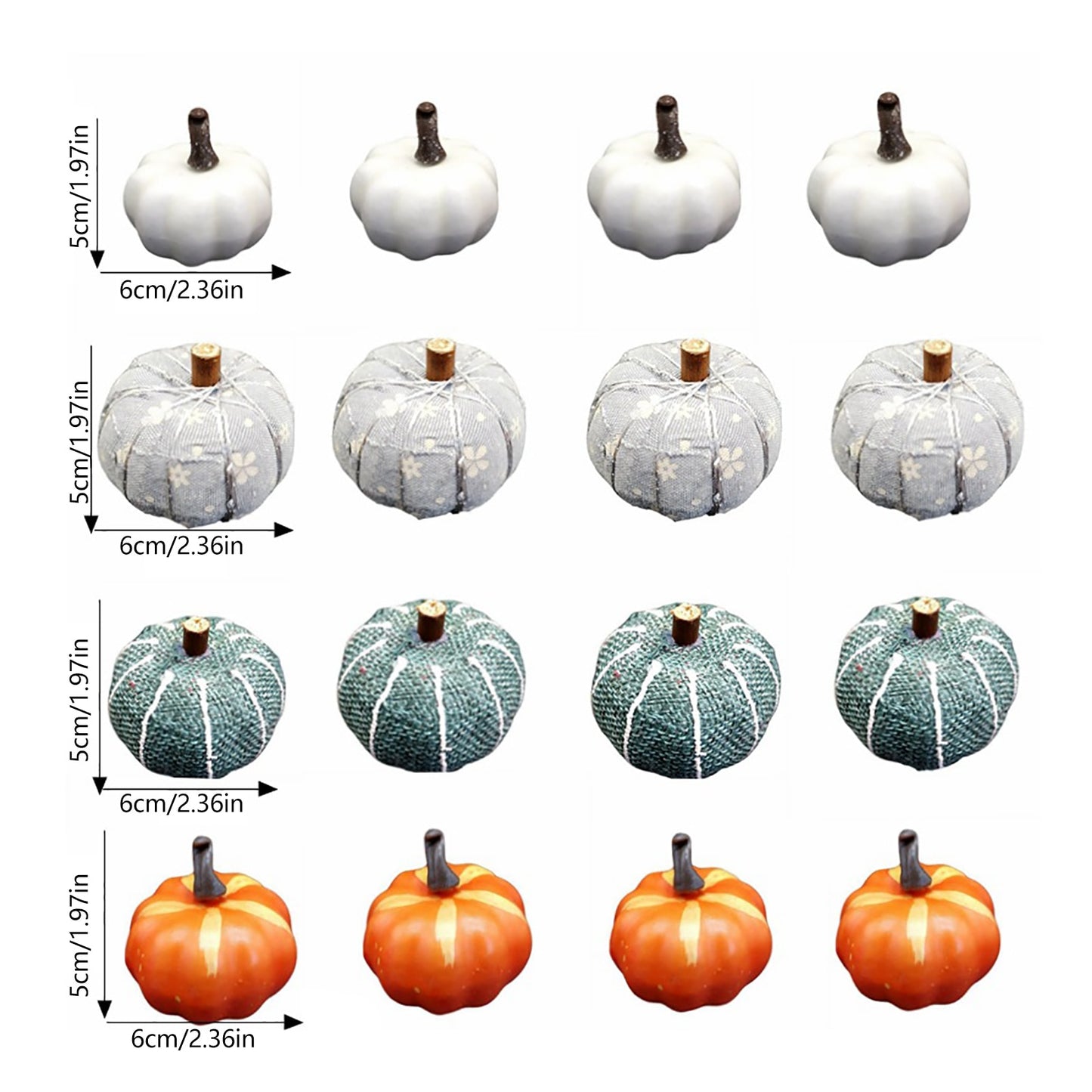 7pcs Artificial Pumpkin Mold White Yellow Halloween Thanksgiving Autumn Harvest Pumpkin Props for Home Halloween Decoration