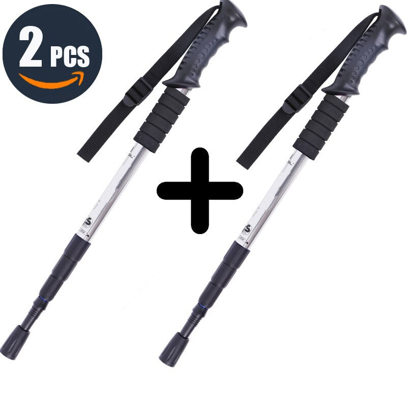 VILEAD Nordic Stick Adjustable Retractable Cane Outdoor Portable Travel Hiking Trekking Poles 2 Pcs 50-105cm