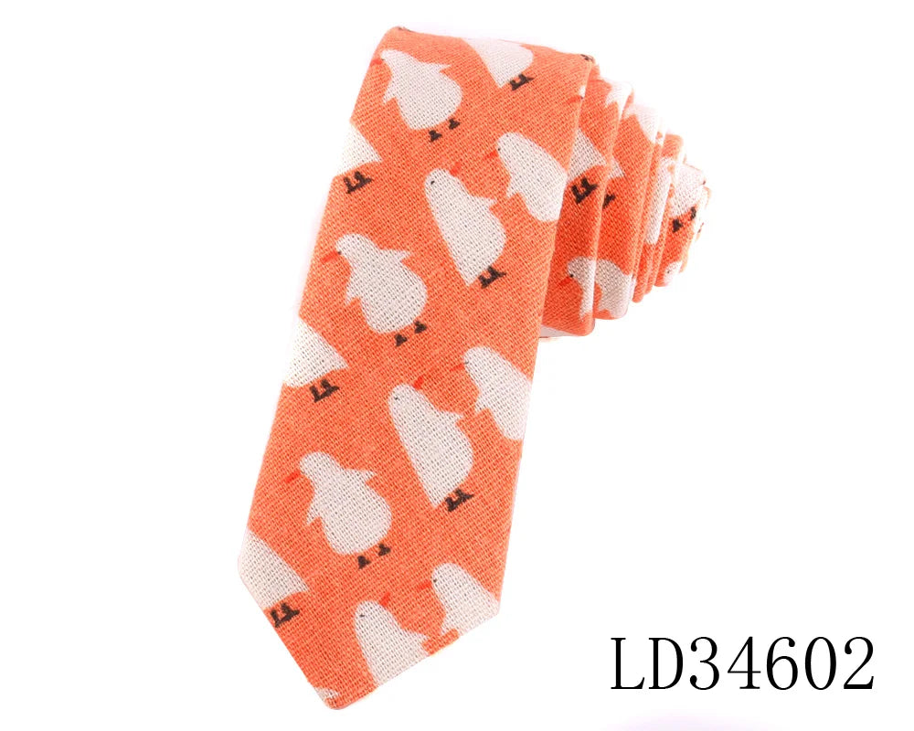 CartoonSkinny Tie for Men Women Narrow Neck Tie for Wedding Casual Cartoon Neckties Classic Suits Slim Cotton Linen Neck Ties