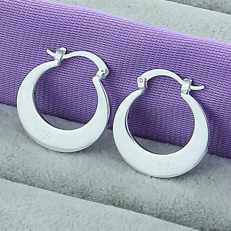New Trendy 925 Sterling Silver Simple 3.5cm/5cm Circle Round Hoop Earring for Woman Fine Jewelry