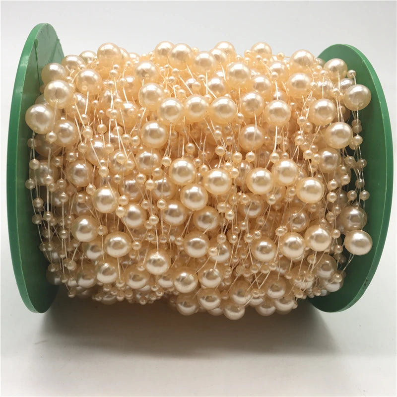 5yards Fishing Line Artificial Pearls Beads Chain Garland Flowers Wedding Christmas Decoration Brides Headgear 3mm 8mm Beads