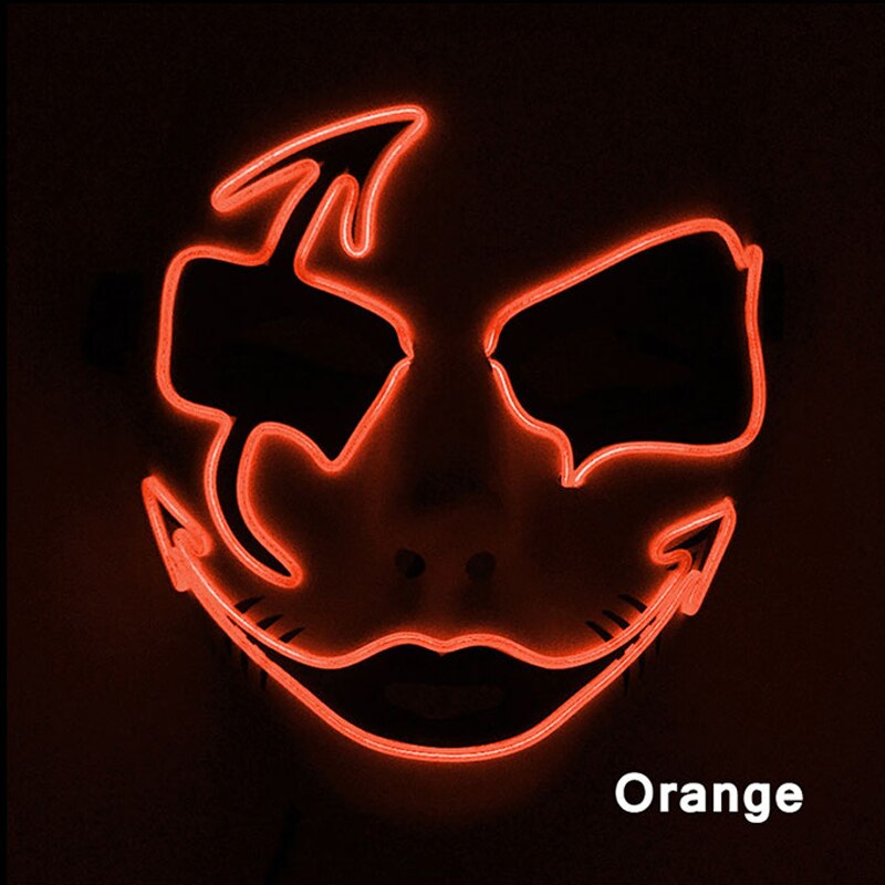 Neon Light LED Mask LED Halloween Scary Mask Cosplay Party Masque Masquerade Masks Halloween Costume Carnival Glow Party Props
