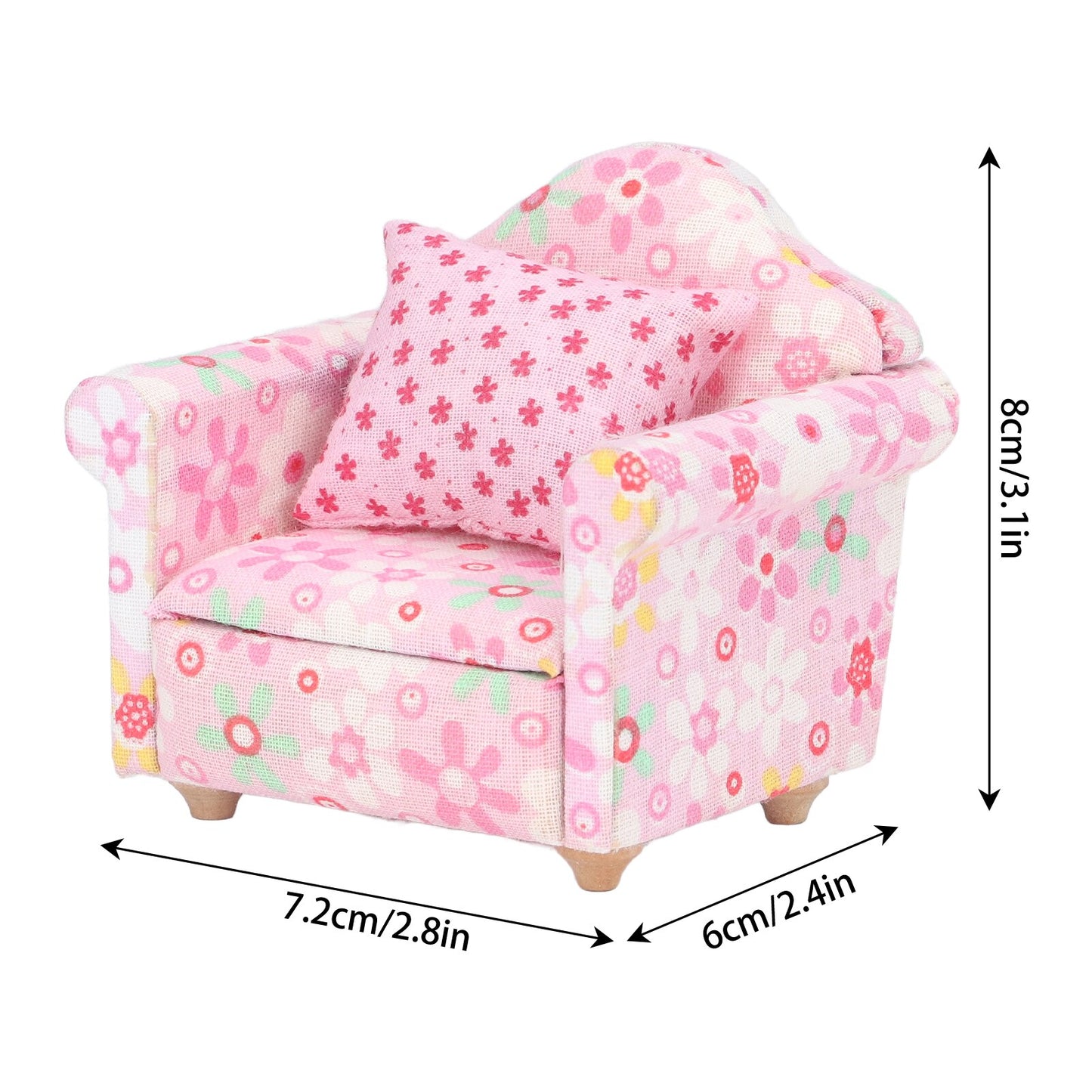1/12 Miniature Sofa Simulation Dollhouse Sofa Living Room Furniture Children Doll House DIY Pretend Play Role Toys