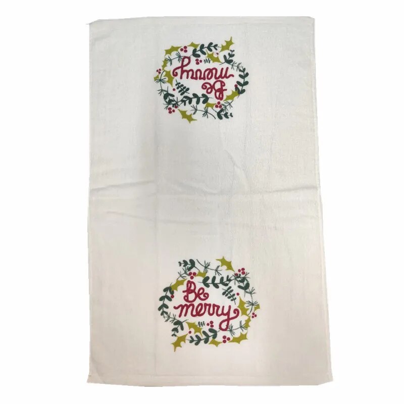 1Pc 41x65cm Christmas Snowman Santa Claus Tree Printed Cotton Kitchen Dishcloth Tea Towel Xmas Party
