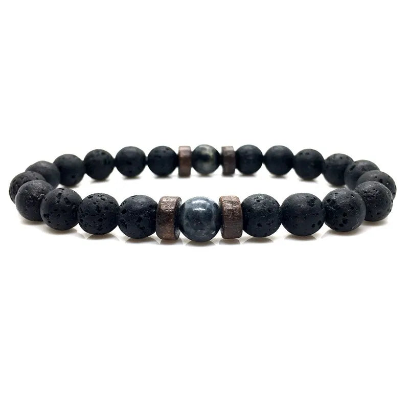 Men Bracelet Natural Moonstone Bead Tibetan Buddha Bracelet Chakra Lava Stone Diffuser Bracelets Men Jewelry