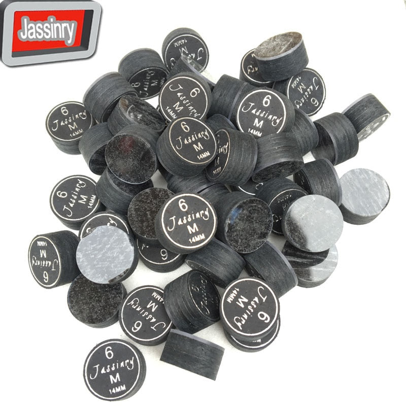 50pcs/Lot Jassinry Billiards Cue Tips With Transparent Cushion 14mm Pool Tips in S/M/H Billiard Accessories