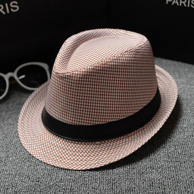 2018 England Retro Men's Fedoras Top Jazz Plaid Hat Spring Summer Autumn Bowler Hats Cap Classic Version Chapeau Hats