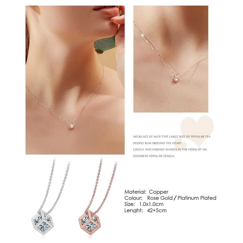 ZHOUYANG Pendant Necklaces Jewelry for Women Rose Gold Color Chain Jewellery Heart Necklace Cubic Zirconia N388