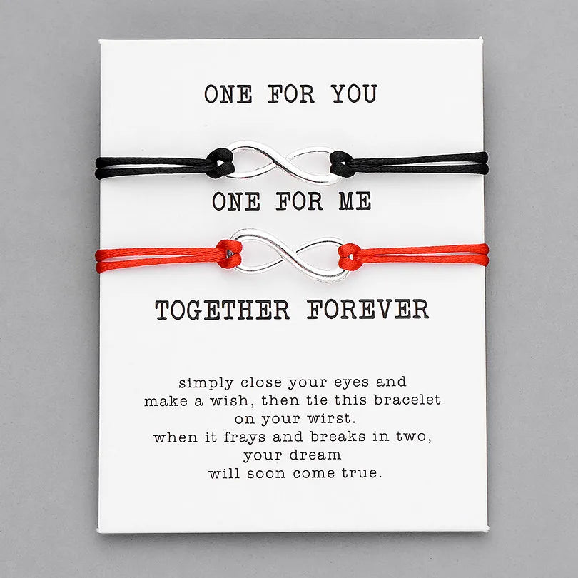 Pipitree 2pcs/Set Together Forever Love Infinity Bracelet for Lovers Red String Couple Bracelets Women Men's Wish Jewelry